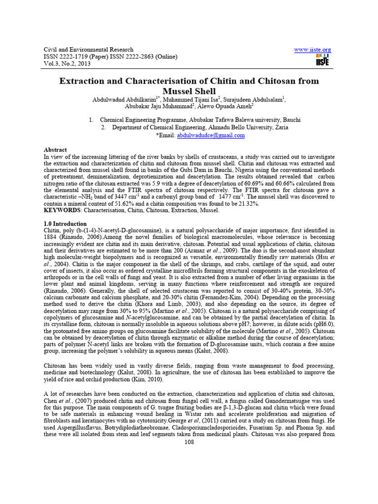Extraction and Characterisation of Chiti | PDF