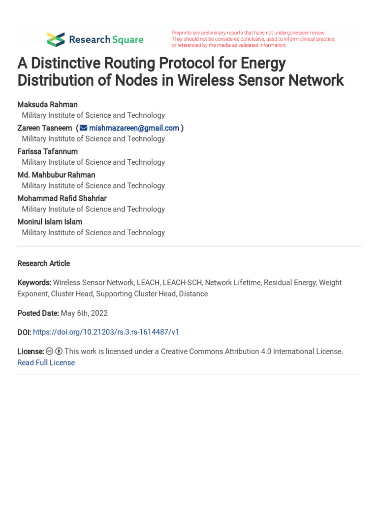 A Distinctive Routing Protocol For Energy Distribu | PDF | Wireless ...