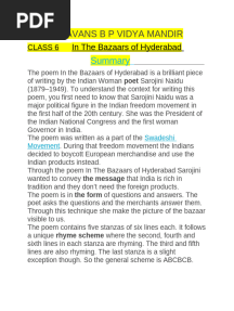 Class 6 - in The Bazaars of Hyderabad. Summary and Annotations.