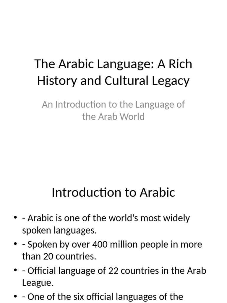 Arabic Language Presentation | PDF