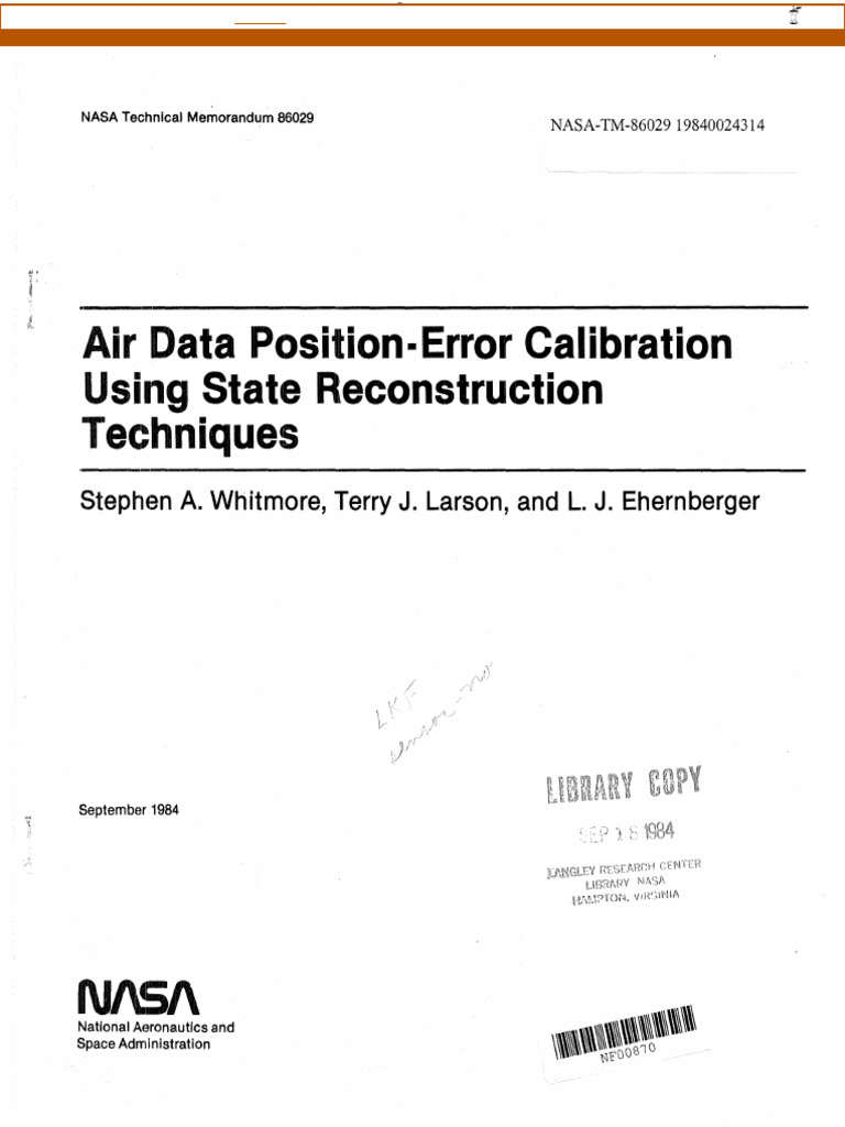 Nasa-Airspeed Calibratrion Techi Report | PDF
