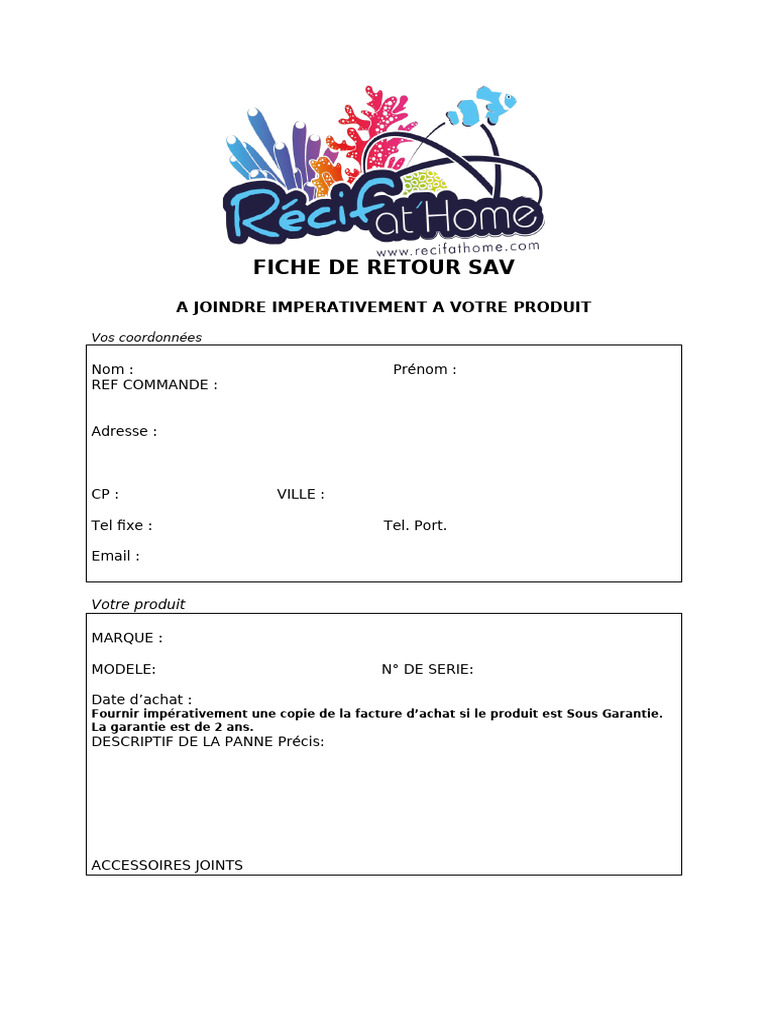 Fiche De Retour Savrecifathome Pdf