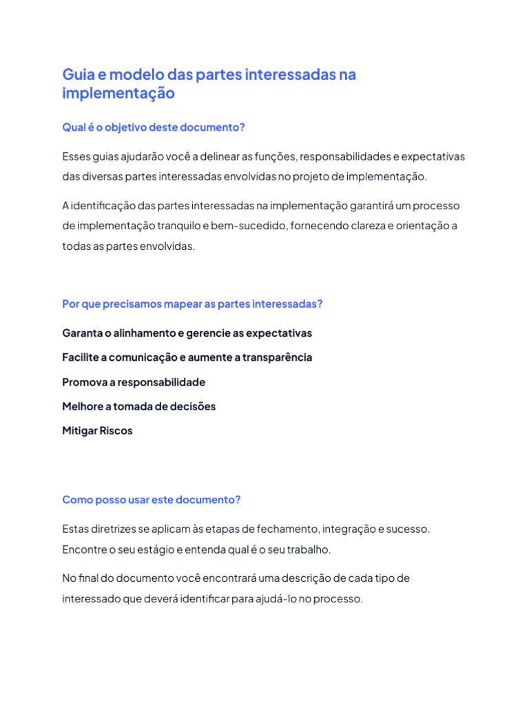 Implementation Stakeholders Map Guide & Template | PDF