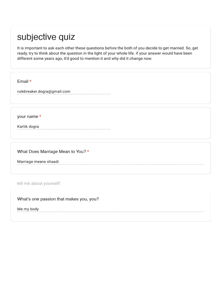 Shadi Quiz Google Forms Pdf