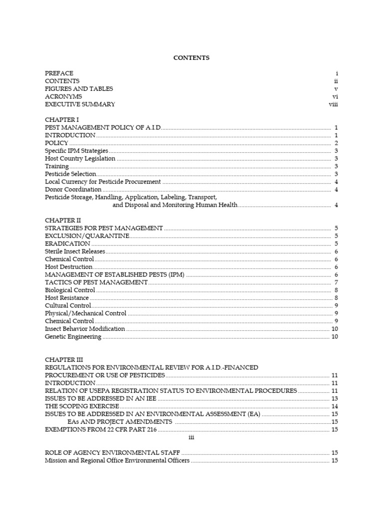 Pest Management Guidelines of The Agency For International Development ...