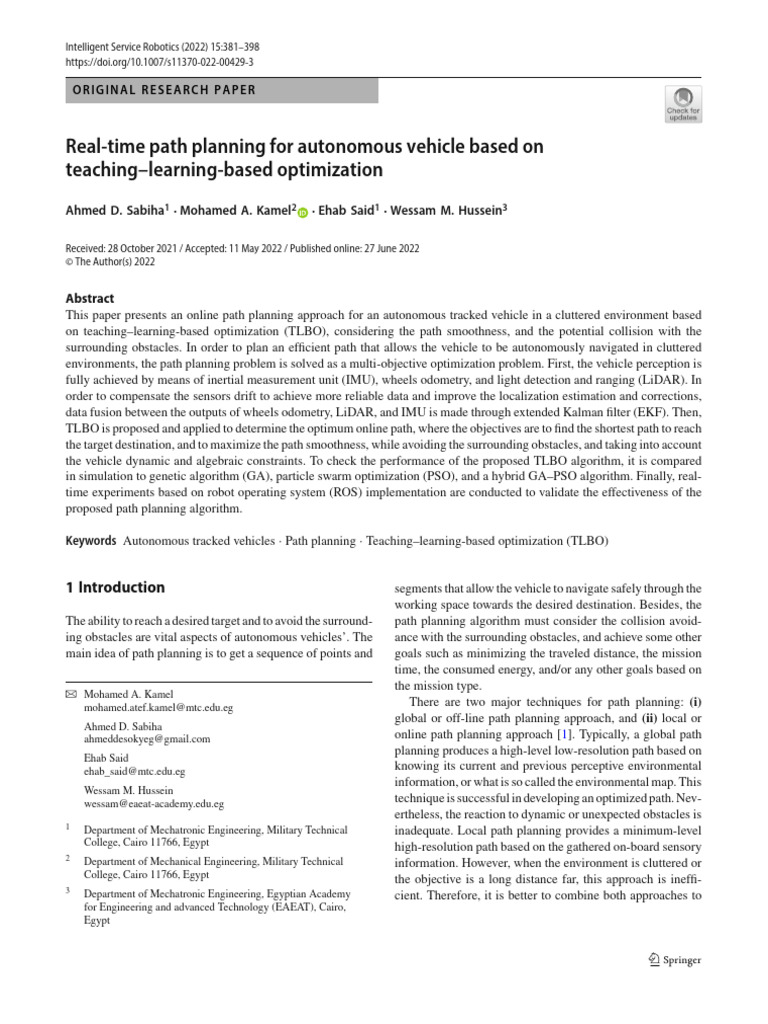 Real-Time Path Planning For Autonomous Vehicle Based On Teaching ...