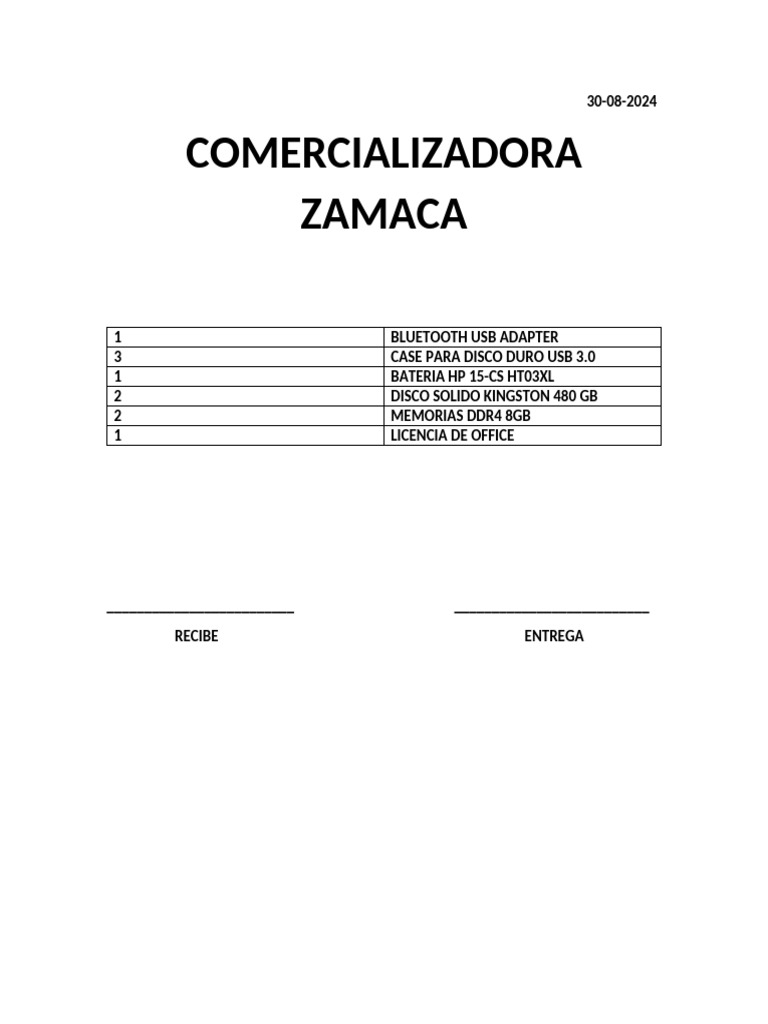 Comercializadora Zamaca | PDF