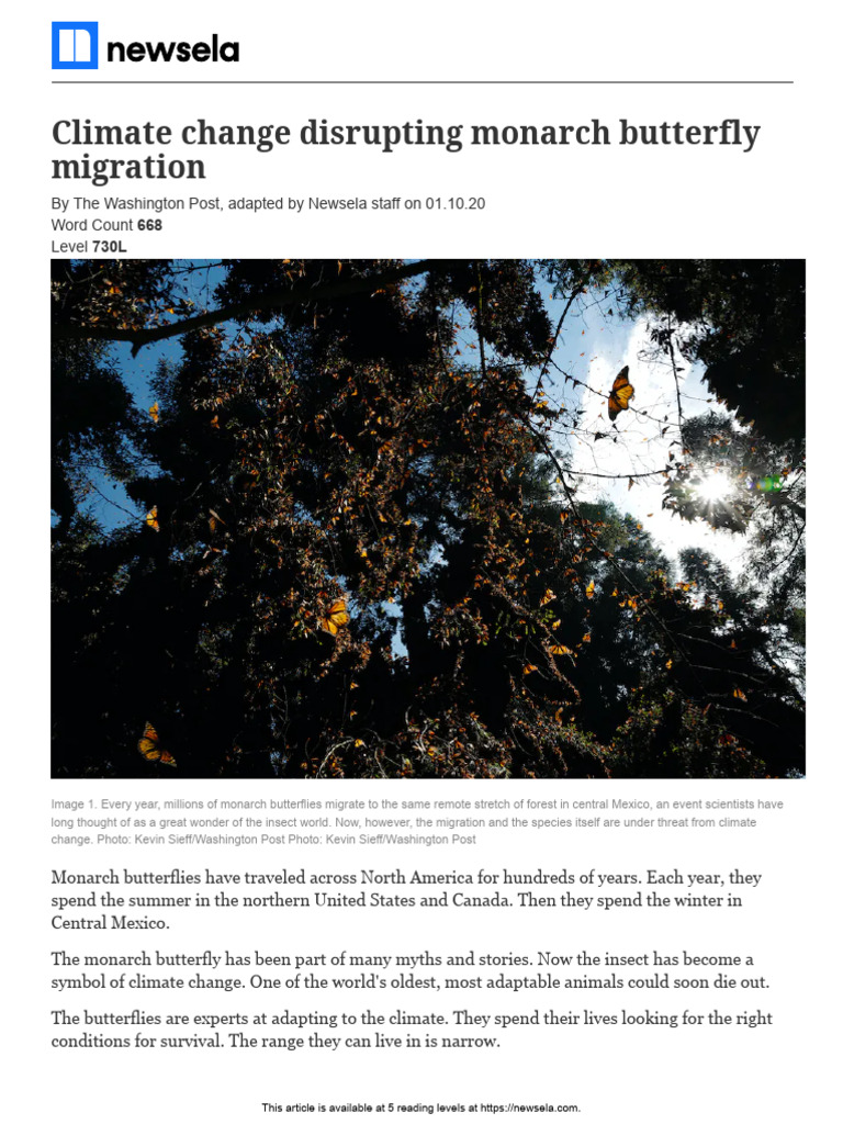 Climate Change Butterflies 2000004178 Article - and - Quiz | PDF