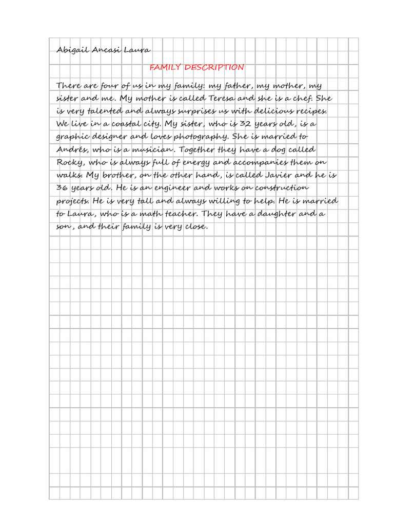 Family Description-Abigail Ancasi Laura | PDF