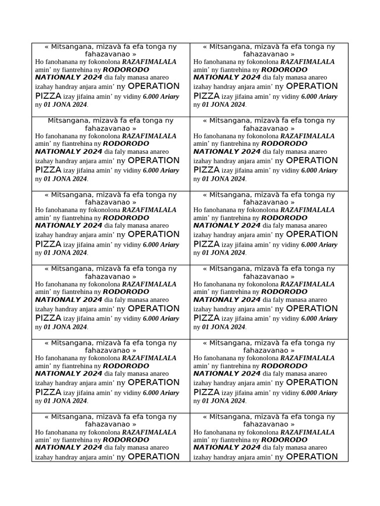 Billet Rodorodo | PDF