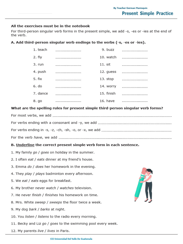 Present-Simple-Practice CEI Homework | PDF