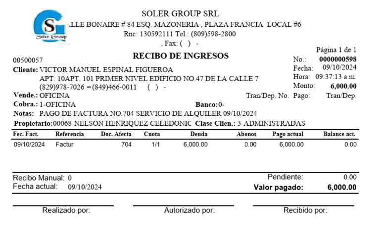 RECIBO DE PAGO SR. VICTOR MANUEL | PDF