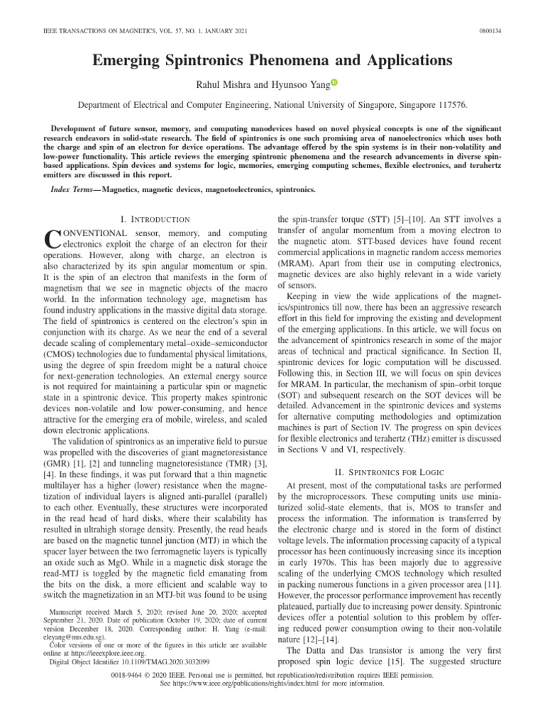 Emerging Spintronics Phenomena and Applications | PDF