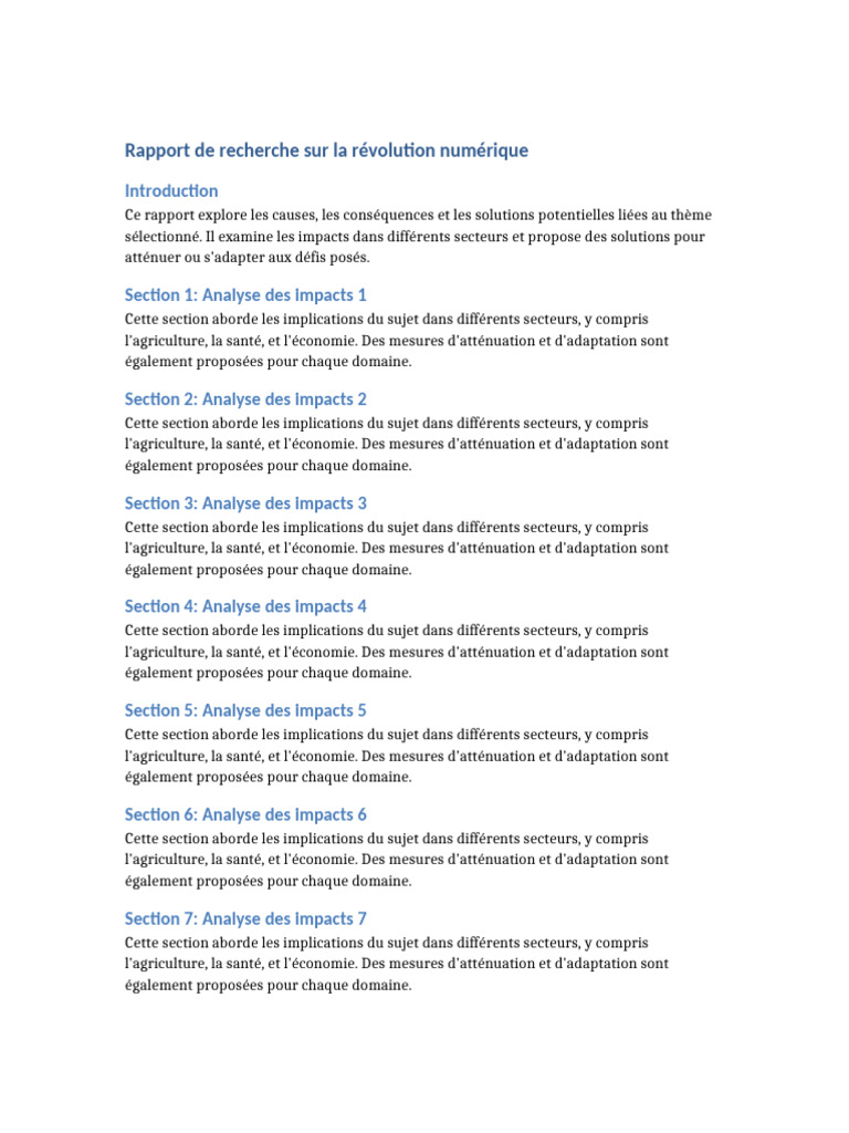 Rapport Revolution Numerique 10 Pages Pdf