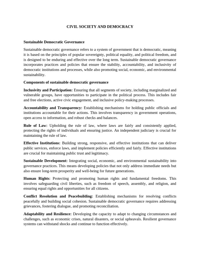 Civil Society's Role in Democracy | PDF | Governance | Politics