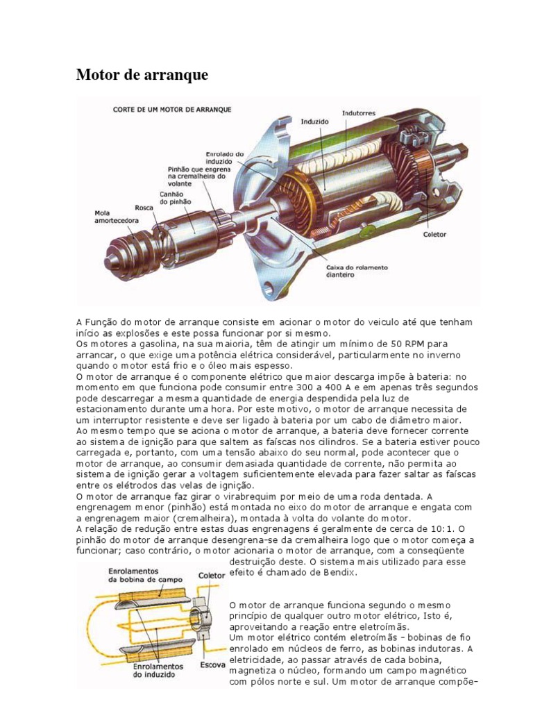 Funcionamento do Motor de Arranque | PDF | Indutor | Motores