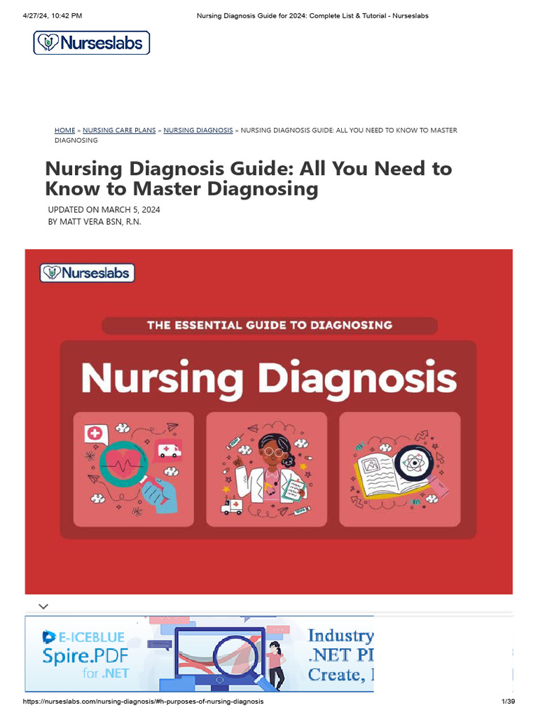 2024 Nursing Diagnosis Guide & List | PDF | Medical Diagnosis | Nursing
