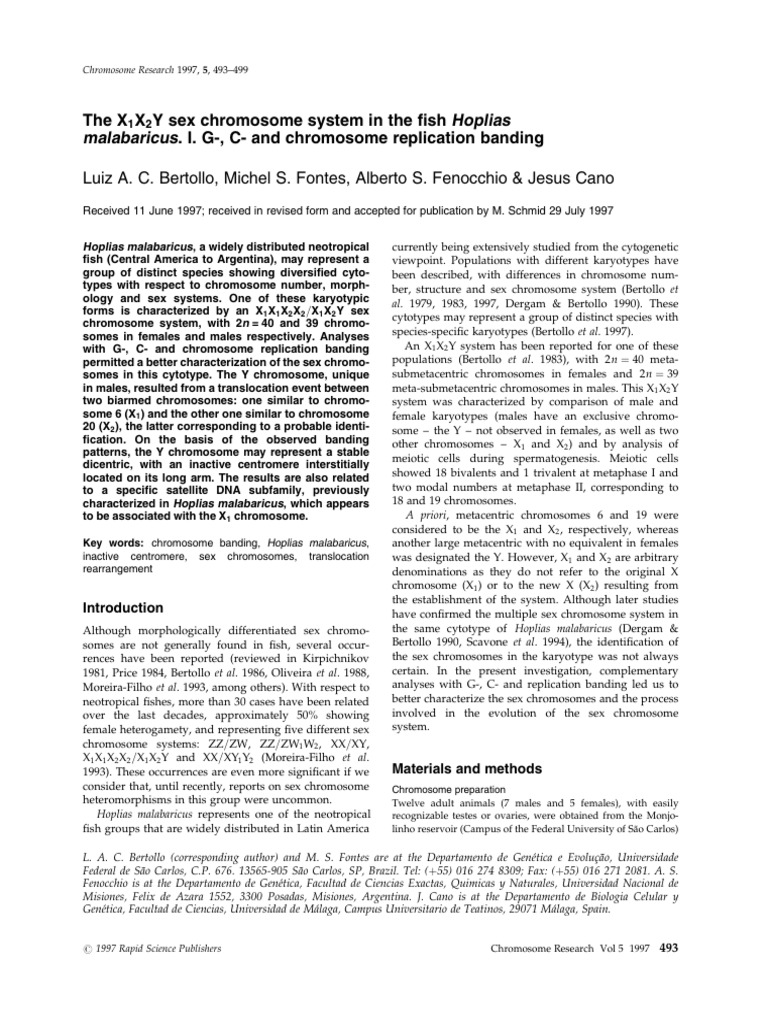 The X 1 X 2 Y Sex Chromosome System in T | PDF