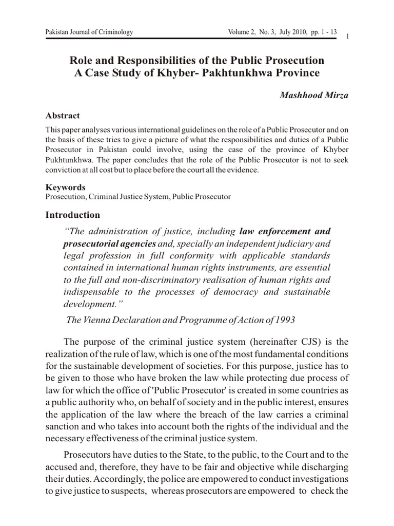 Role of Prosecution | PDF | Prosecutor | Social Science