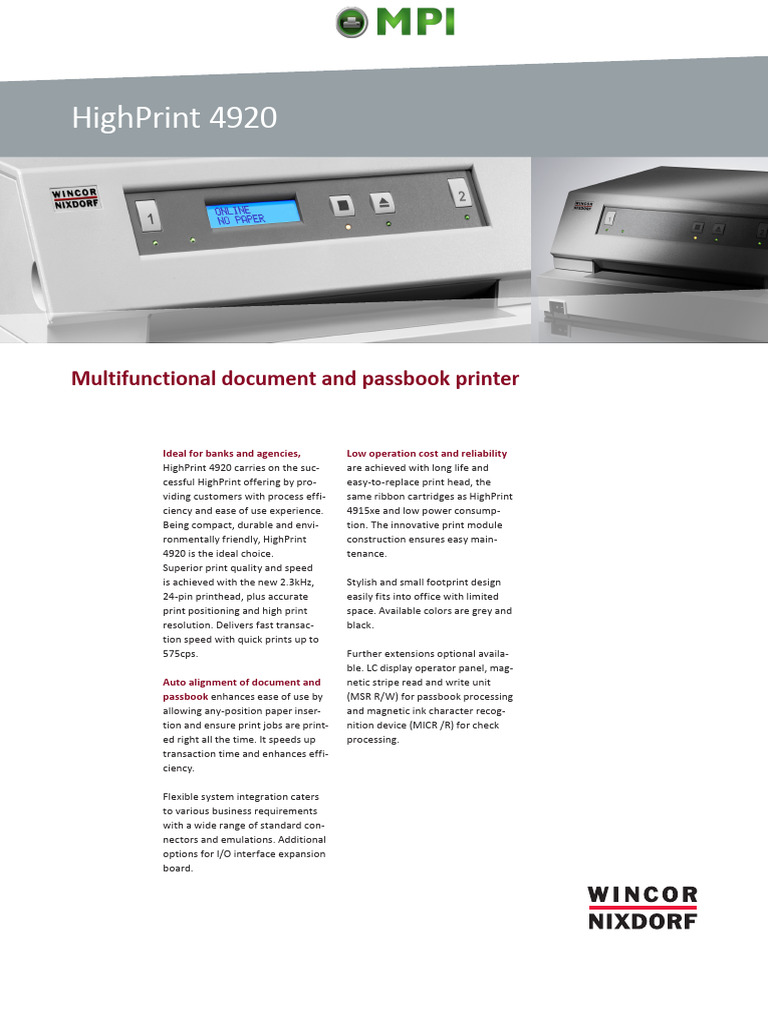 Wincor Nixdorf 4920 caderneta impressora térmica impressora de recibos