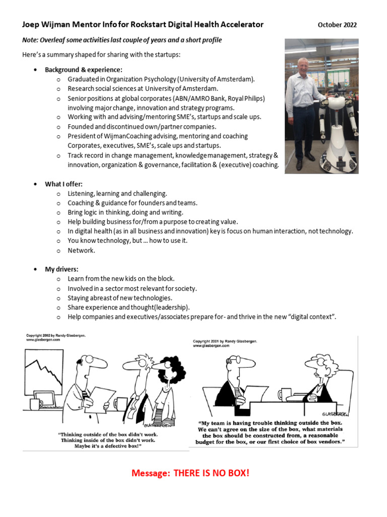 Mentor Bio Joep Wijman October 2022 | PDF | Startup Company | Small ...