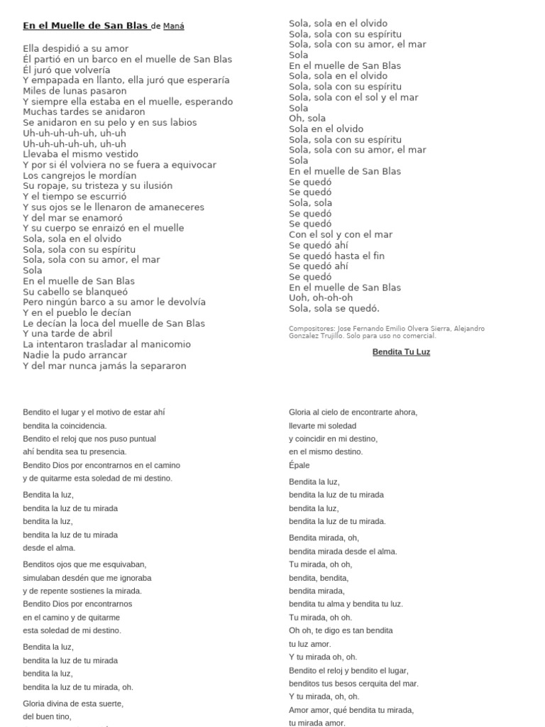 Letras Canciones | PDF
