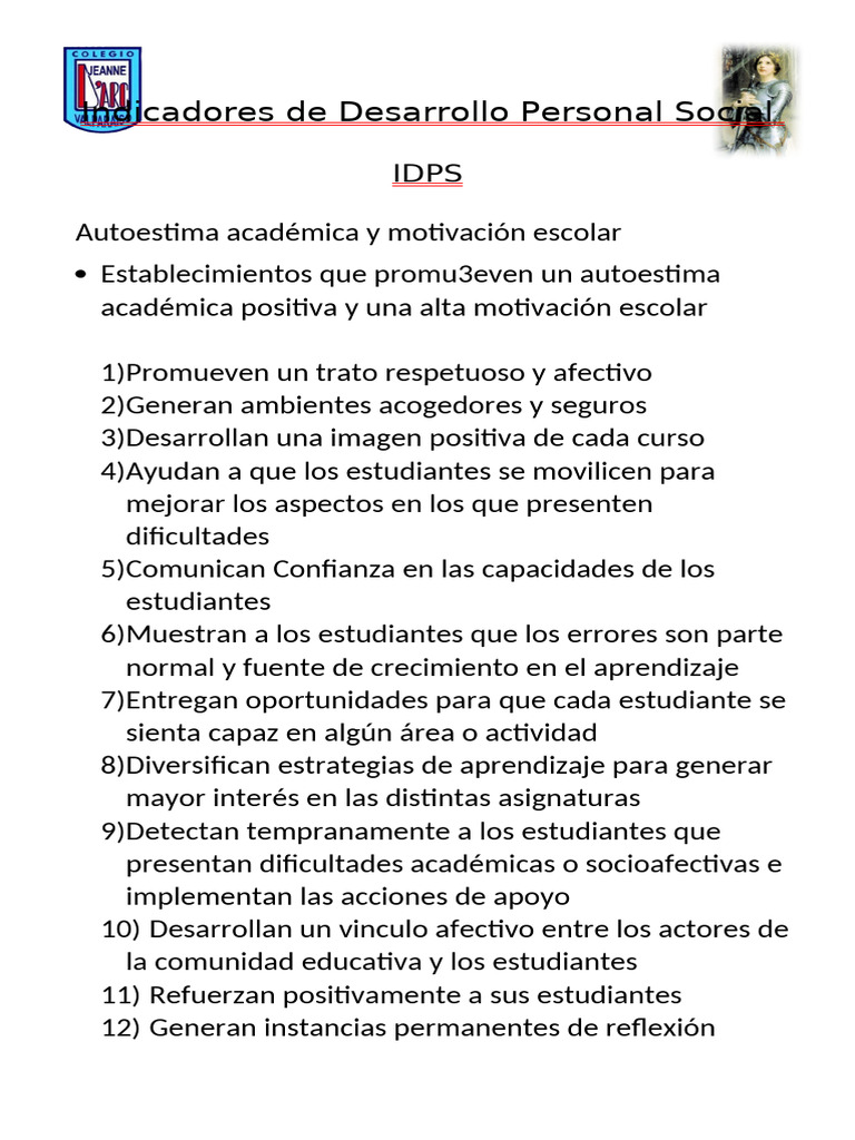 Indicadores de Desarrollo Personal Social | PDF