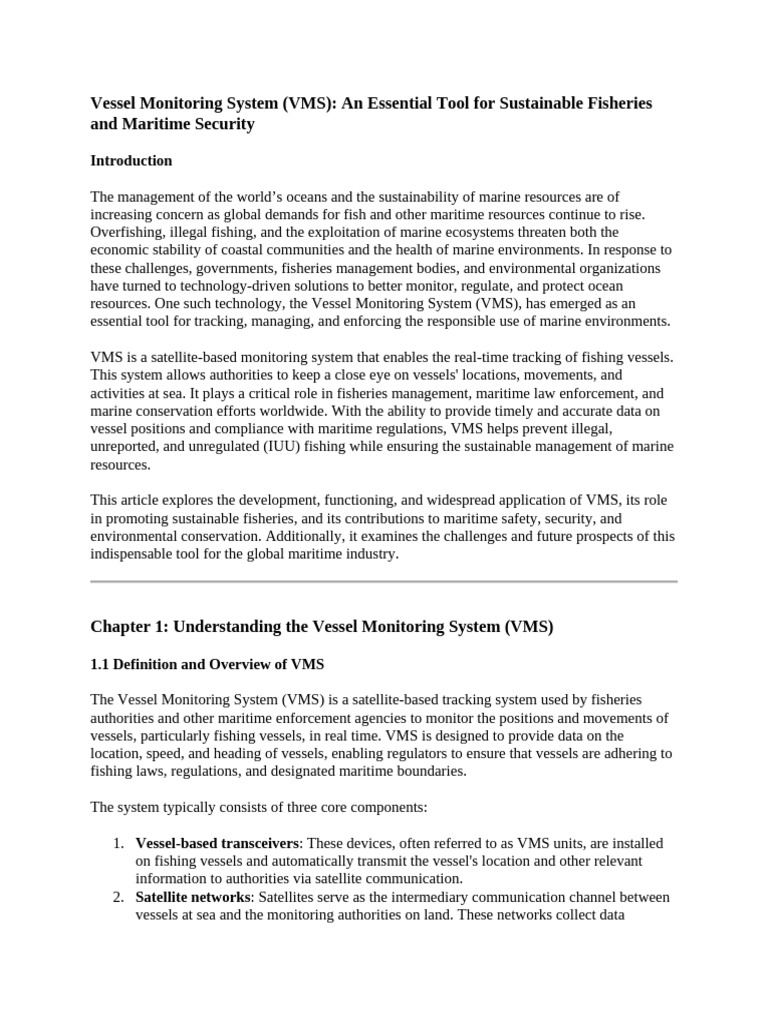 Vessel Monitoring System - An Essential Tool | PDF