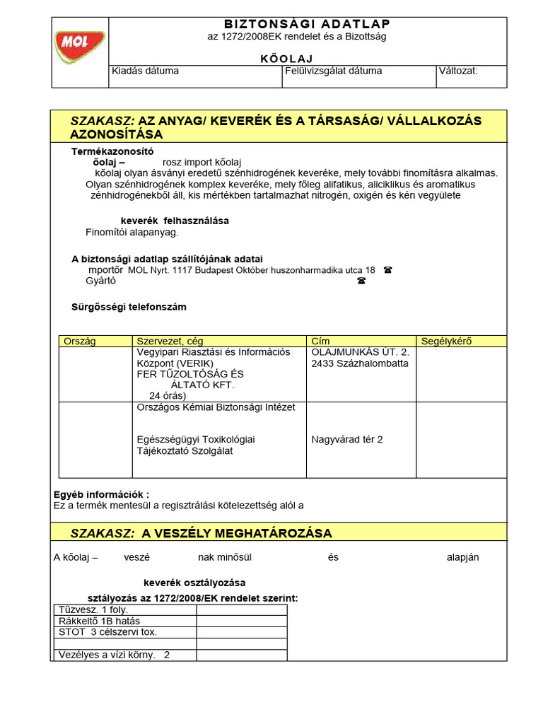 REB Koolaj Biztonsagi Adatlap 5 V HU | PDF