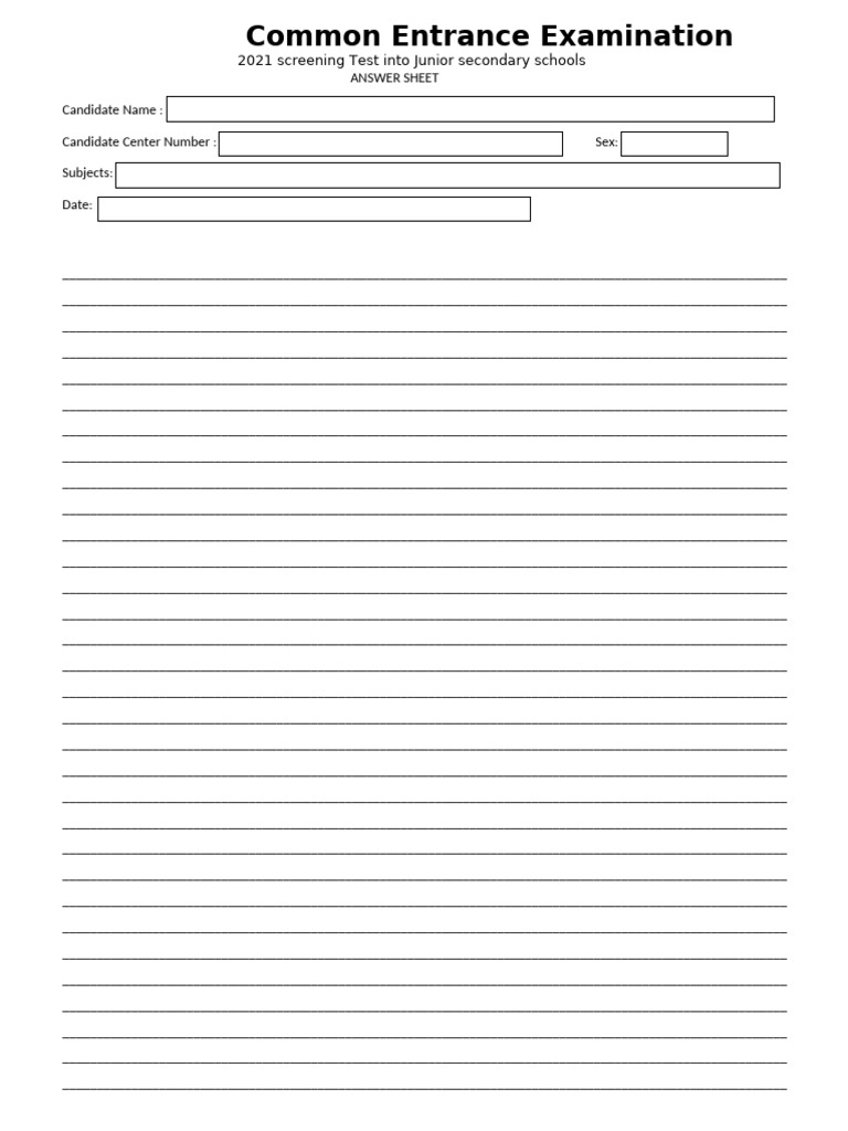 Answer Sheet For Theory | PDF