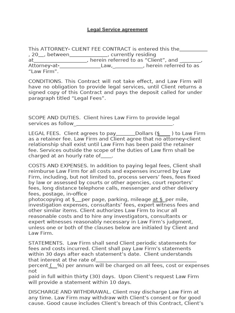 Legal Service Agreement | PDF