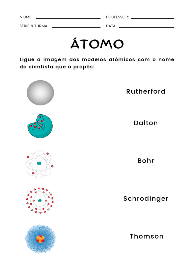 Atividade adaptada - Átomo 9ºano | PDF