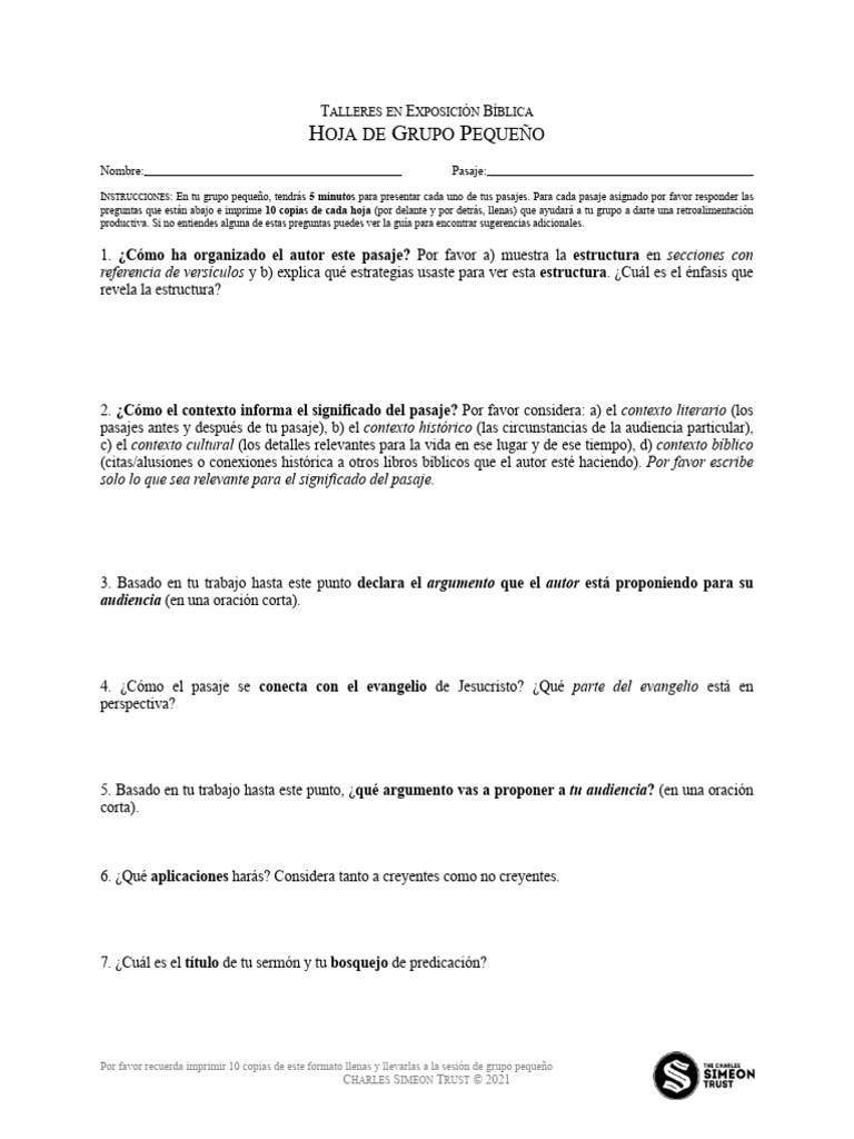 Simeon Trust Hoja de Grupo PDF