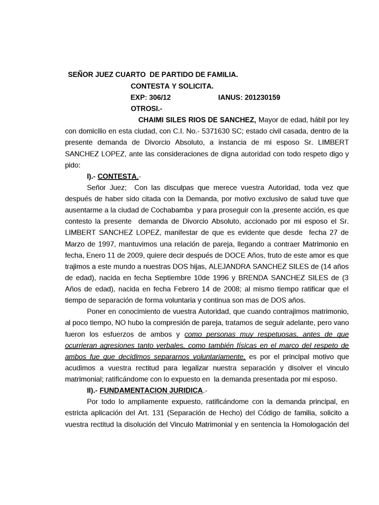 Contesta Divorcio | PDF