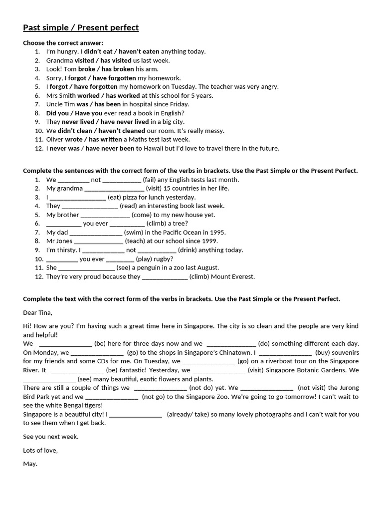 Present Perfect and Past Simple | PDF