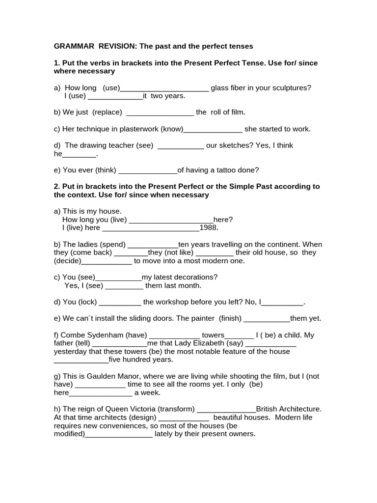 Past Simple Vs Present Perfect Exercise-1 - 4 | PDF