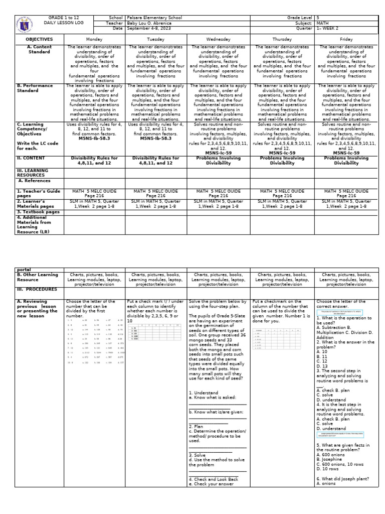 Grade 5 Math Lesson on Divisibility | PDF | Mathematics