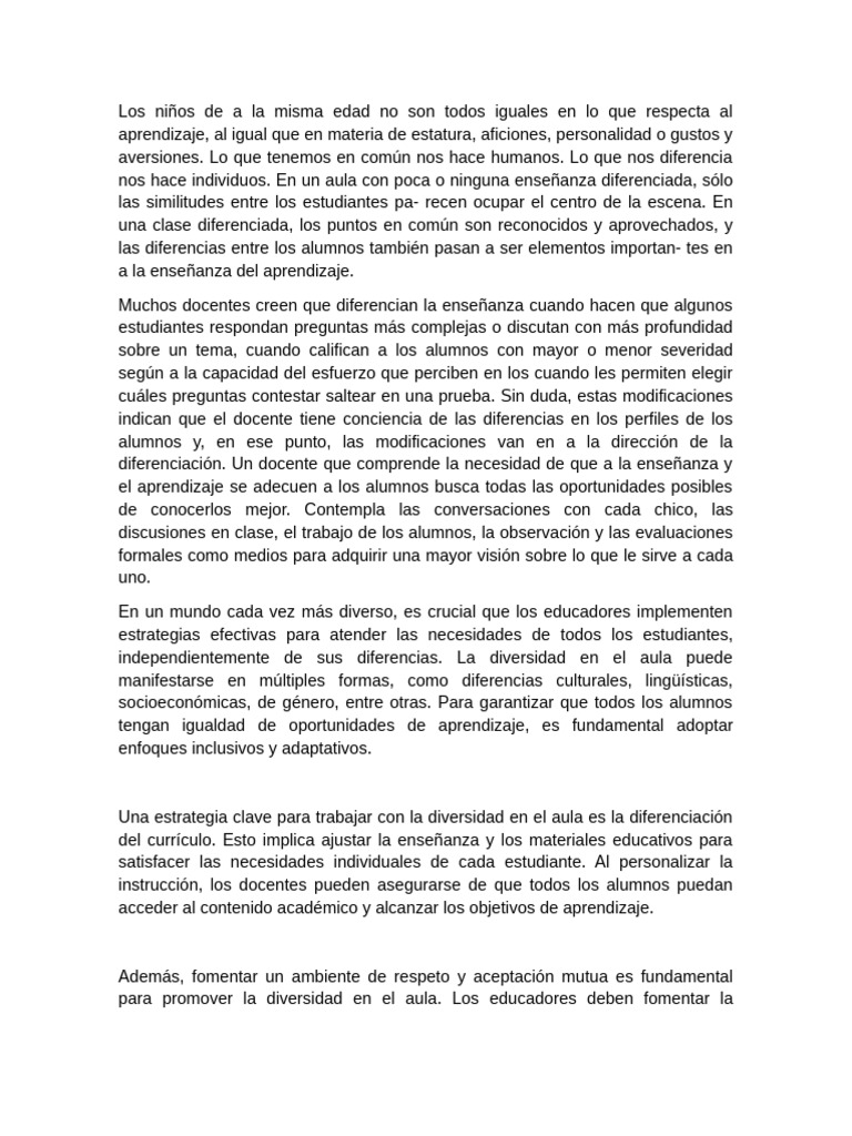 Estrategias para la Diversidad en el Aula | PDF | Enseñando | Aprendizaje
