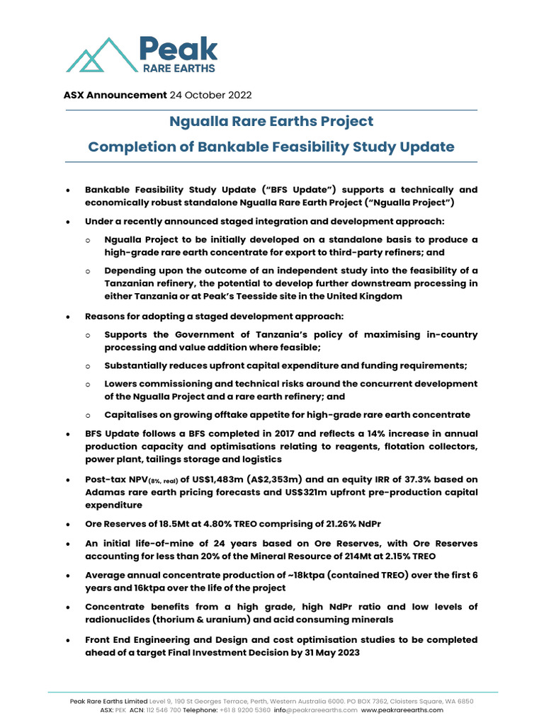 Ngualla Rare Earths Project | PDF
