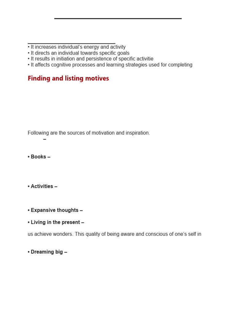 Class 12 Self Management Skills Notes | PDF | Motivational | Motivation