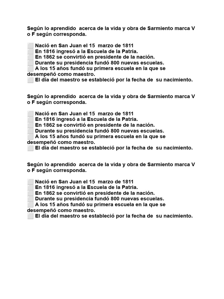 Actividades Clases Sarmiento | PDF