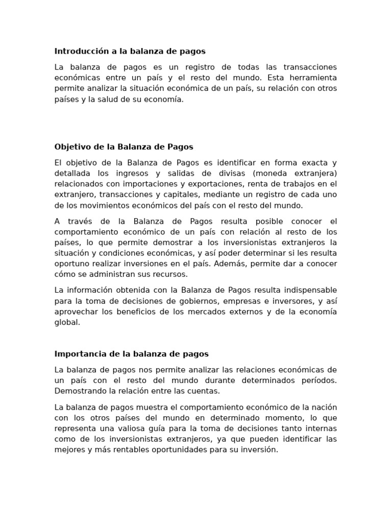Balanza de Pagos | PDF | Balance de pagos | Inversiones