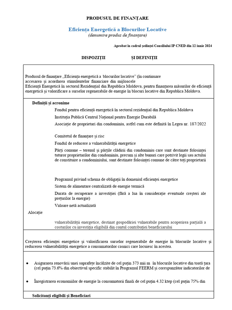 Produsul de Finantare Blocuri Locative | PDF
