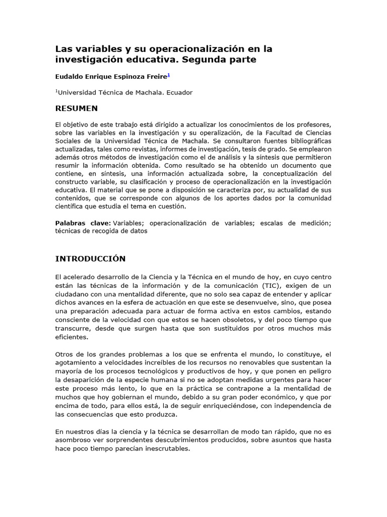Variables y Operacionalizacion | PDF