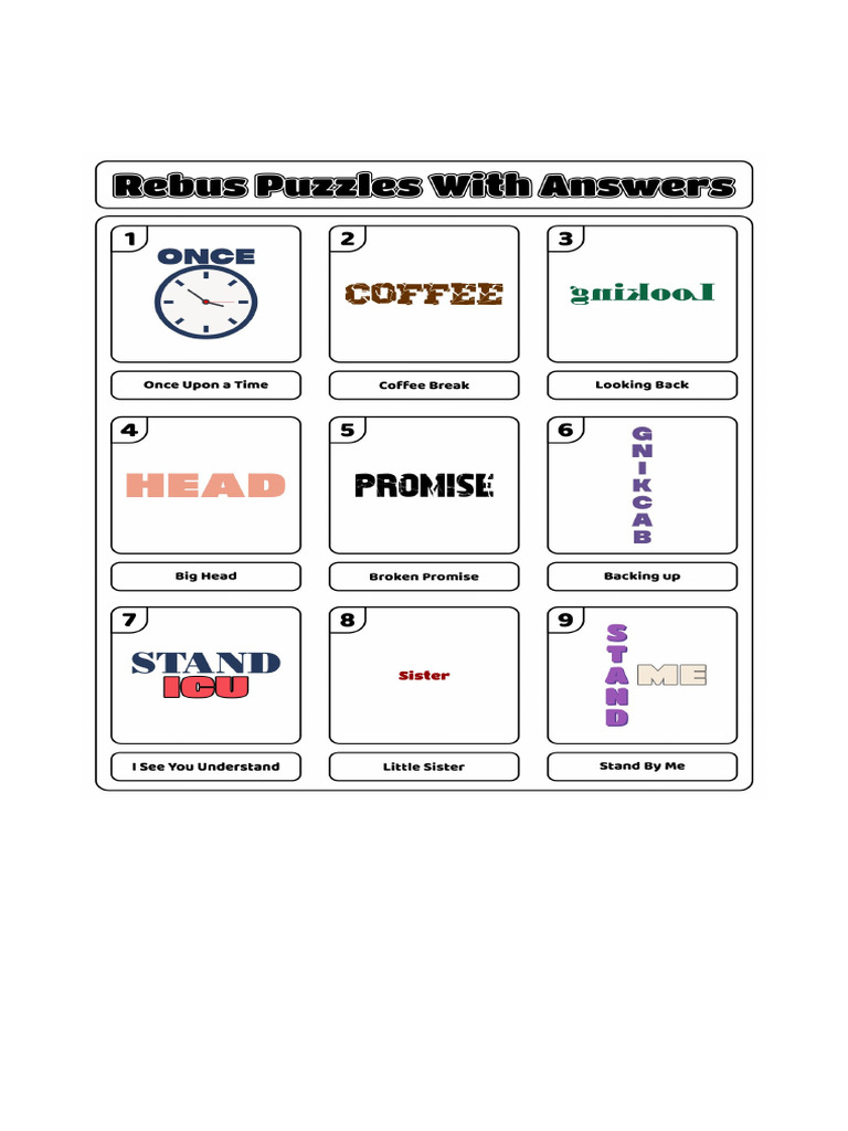 Free Printable Rebus Puzzles With Answers Worksheets - 260676.jpg | PDF