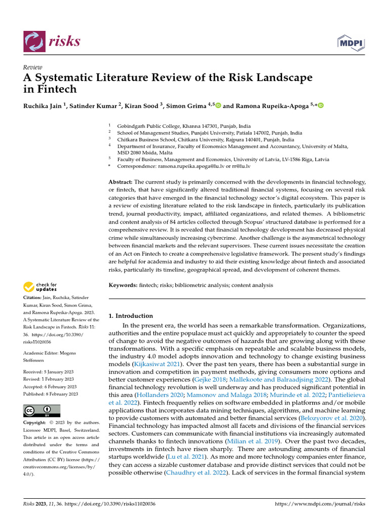 A Systematic Literature Review of The Risk Landscape | PDF