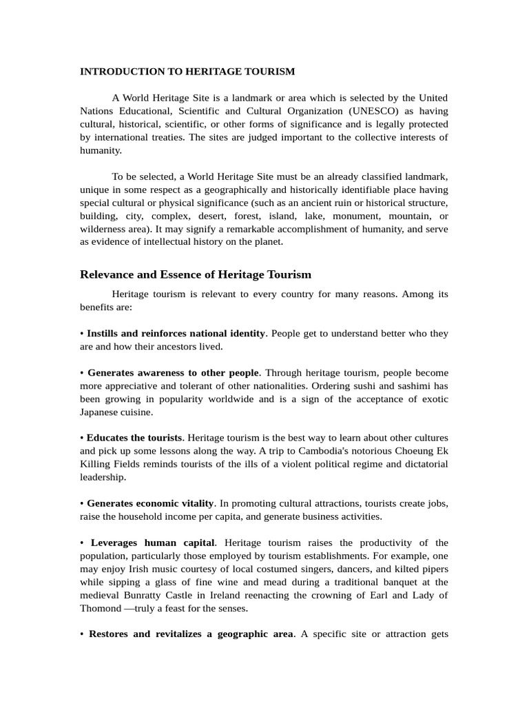 Heritage Tourism Chapter 1 Pdf