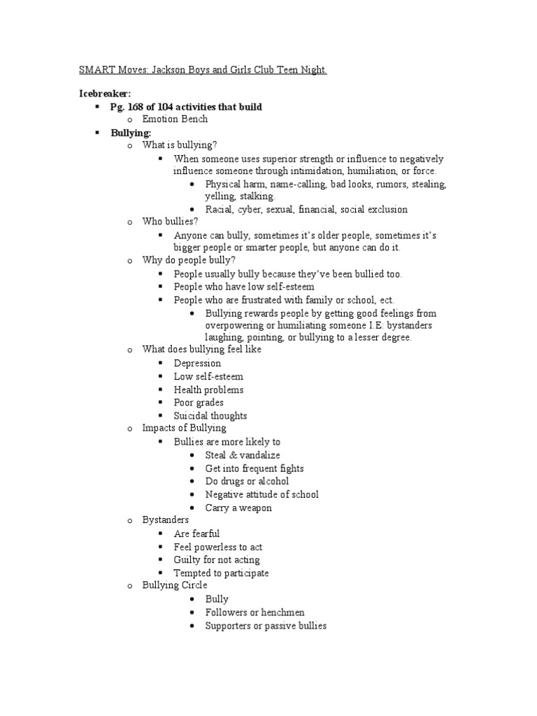 SMART Moves Bullying | PDF