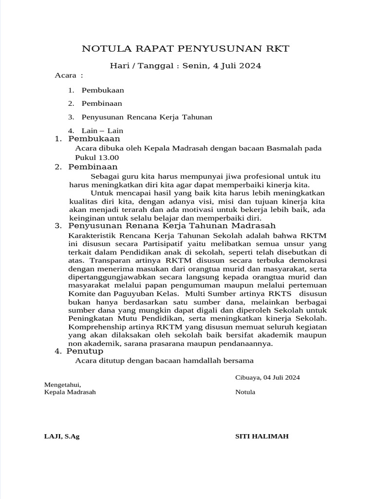 Notula RKT | PDF
