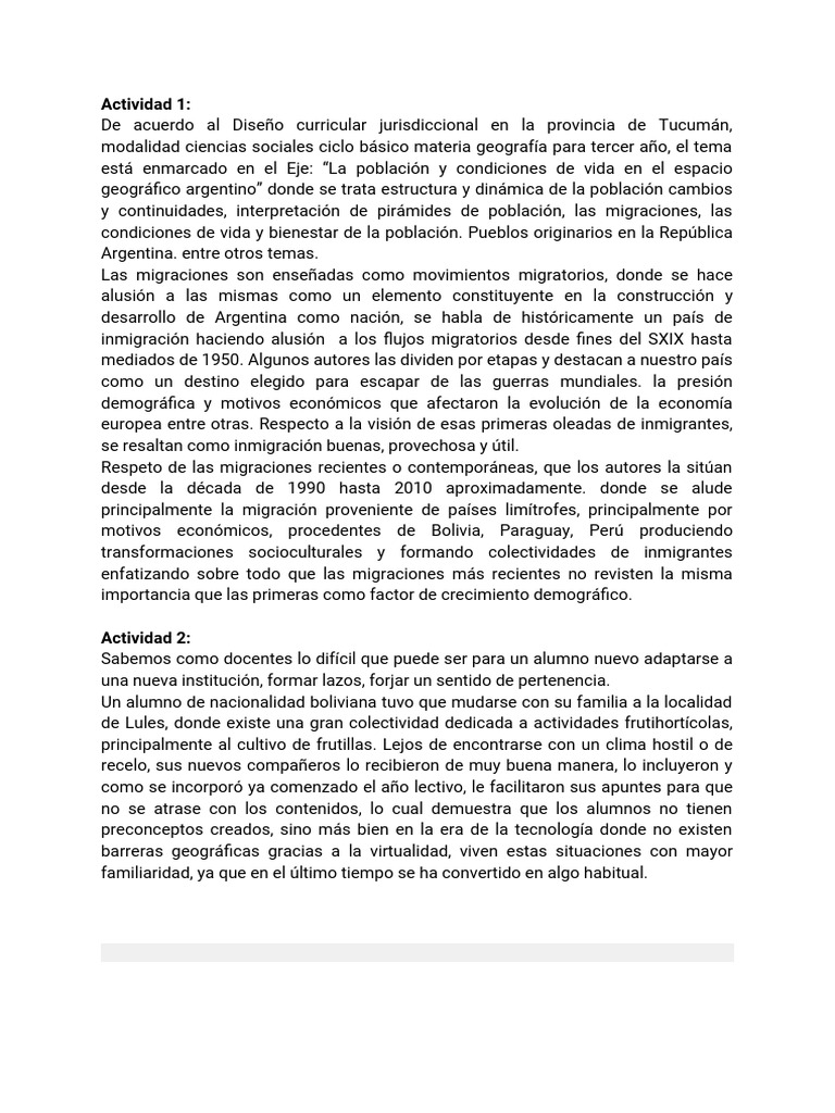Actividades sobre migraciones en secundaria | PDF | Migración humana ...